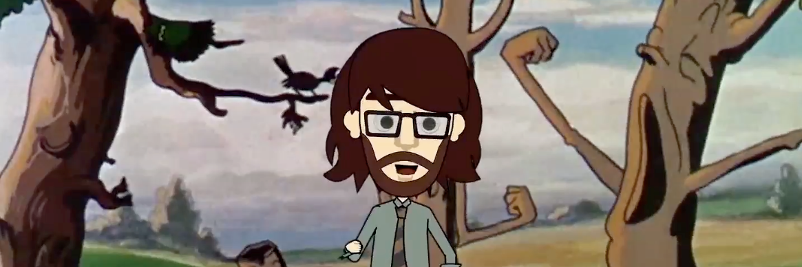 Andy Holden, Trees Film Screen Grab. Fra udstilligen Laws of Motion in a Cartoon Landscape, 2017.